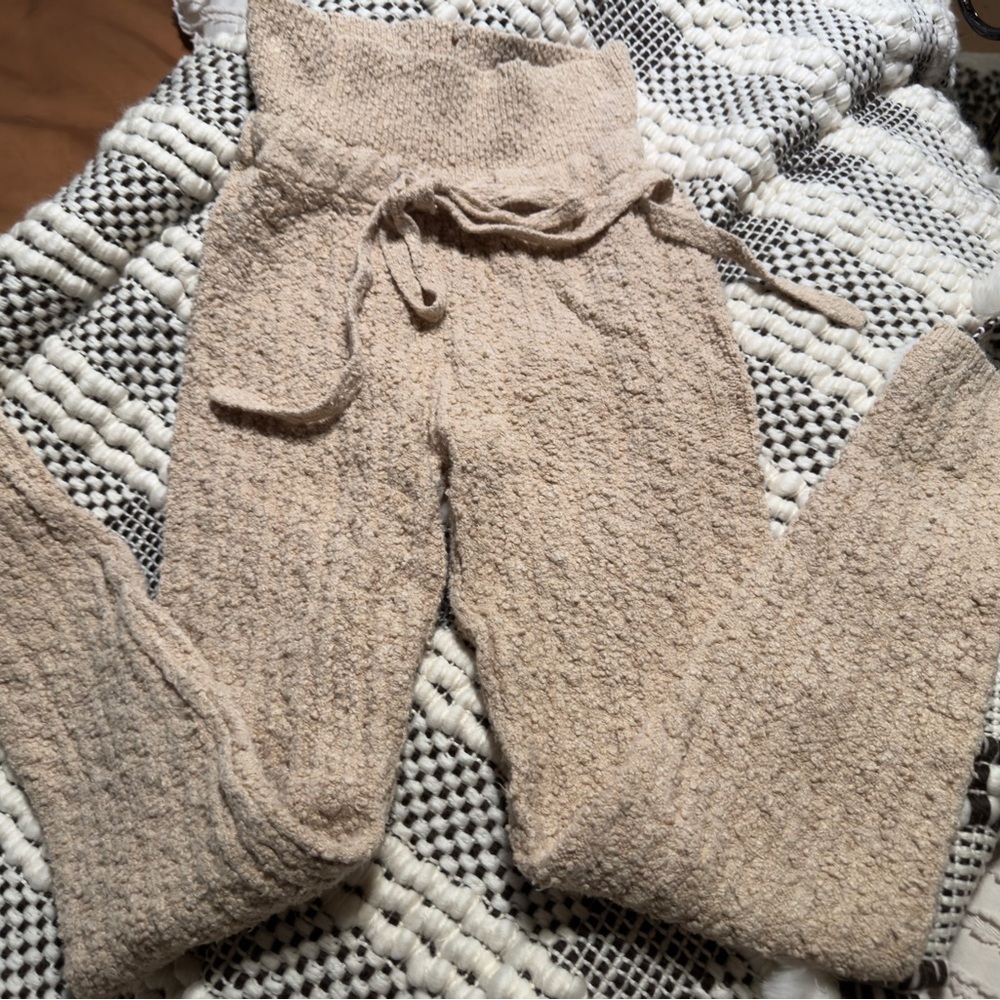 Cream free people cable knit lounge leggings XS - Picture 2 of 6